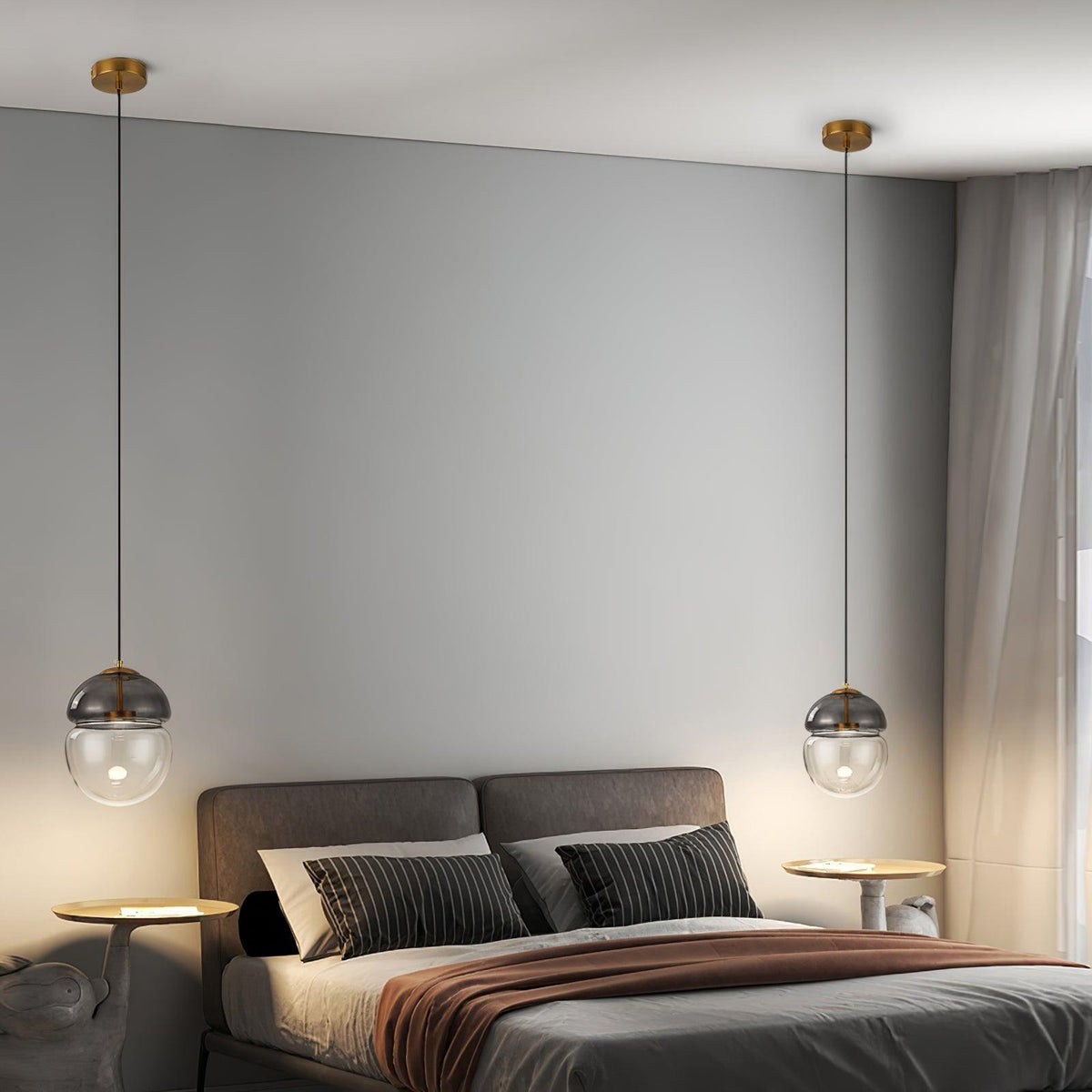 Aged lámpara colgante moderna minimalista cúpula de vidrio envejecida