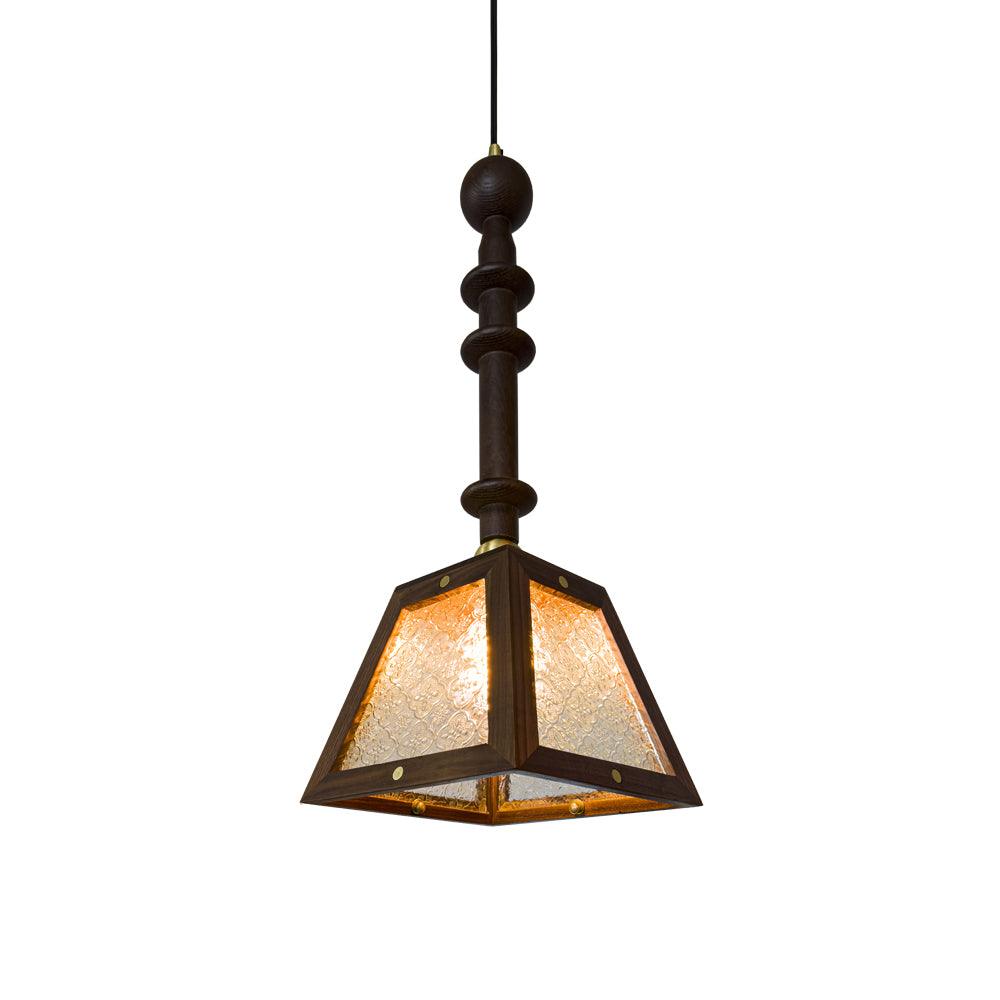 Zilten elegancia Vintage lámpara colgante de vidrio y madera