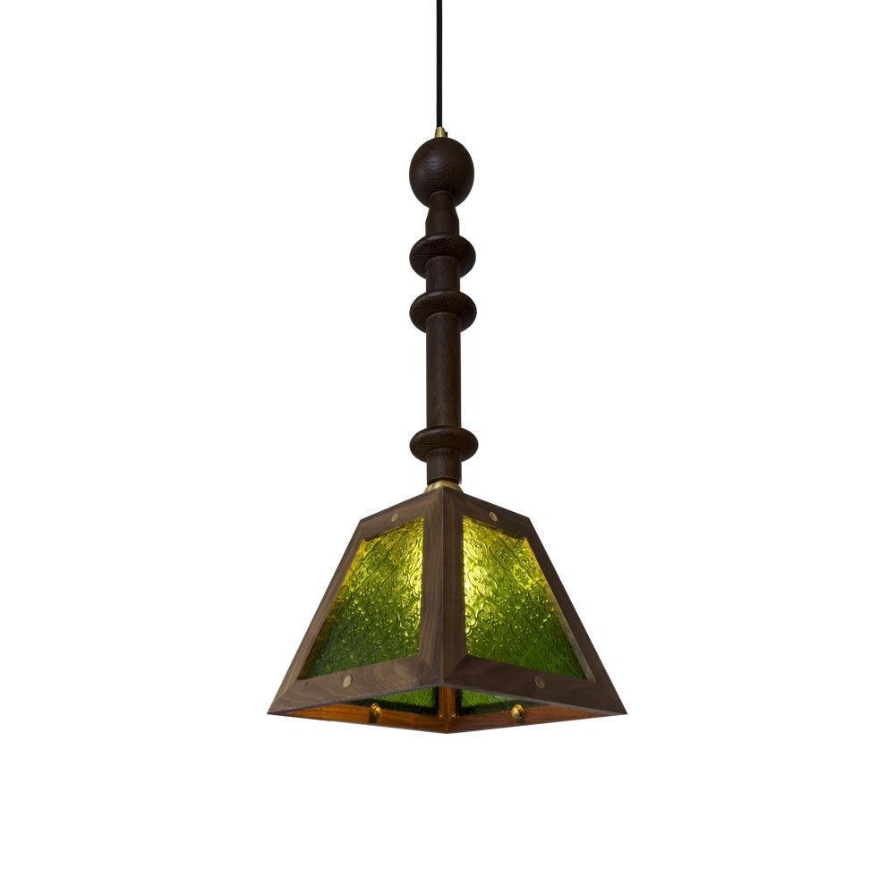 Zilten elegancia Vintage lámpara colgante de vidrio y madera