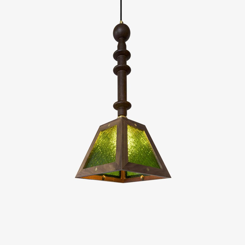 Zilten elegancia Vintage lámpara colgante de vidrio y madera