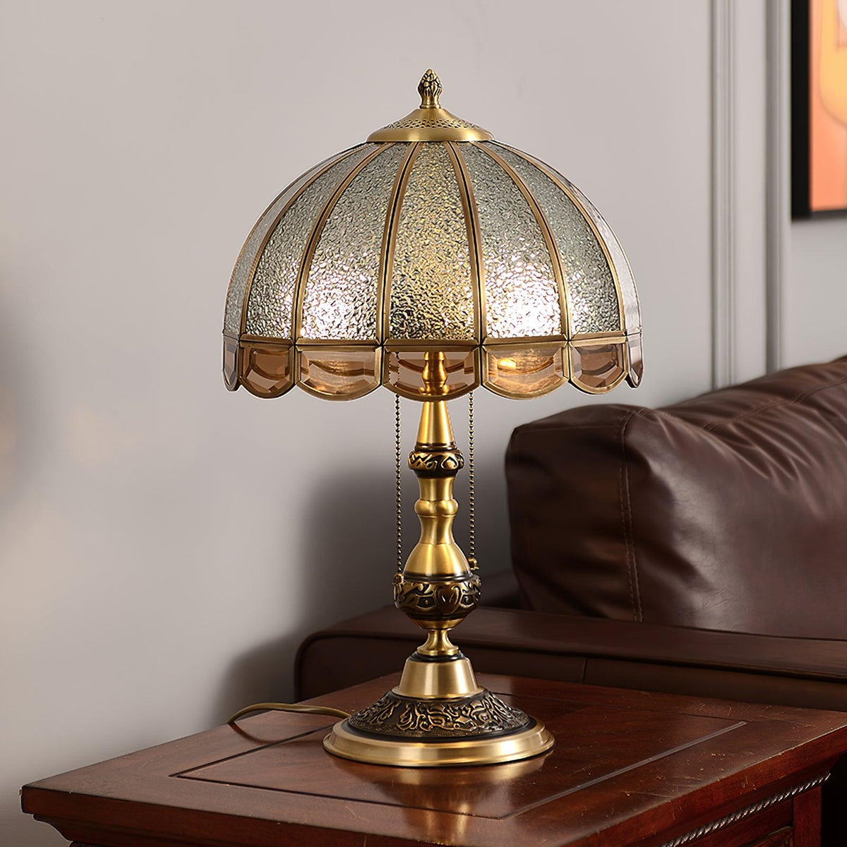 Brillix lámpara de mesa de vidrio y latón Glam