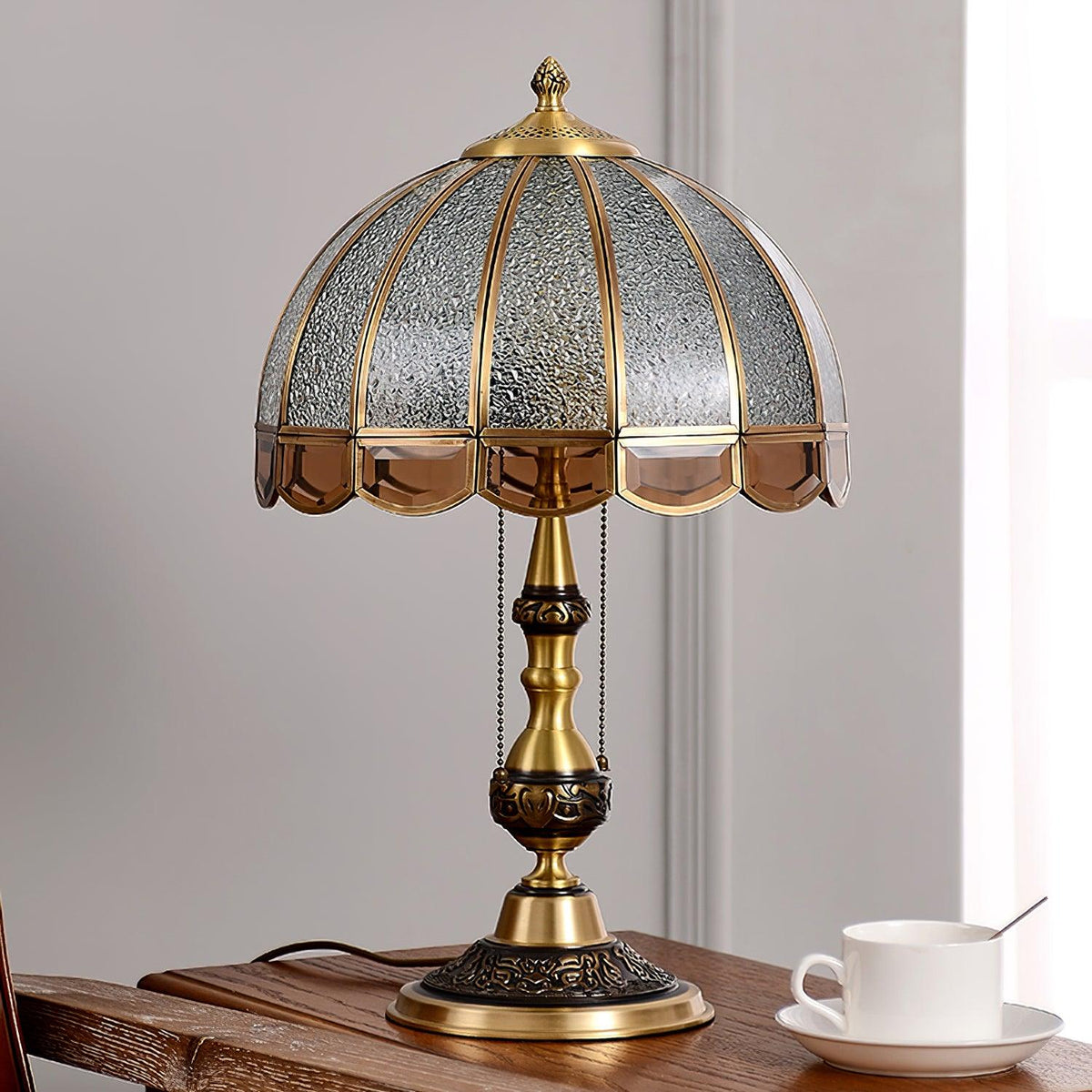 Brillix lámpara de mesa de vidrio y latón Glam