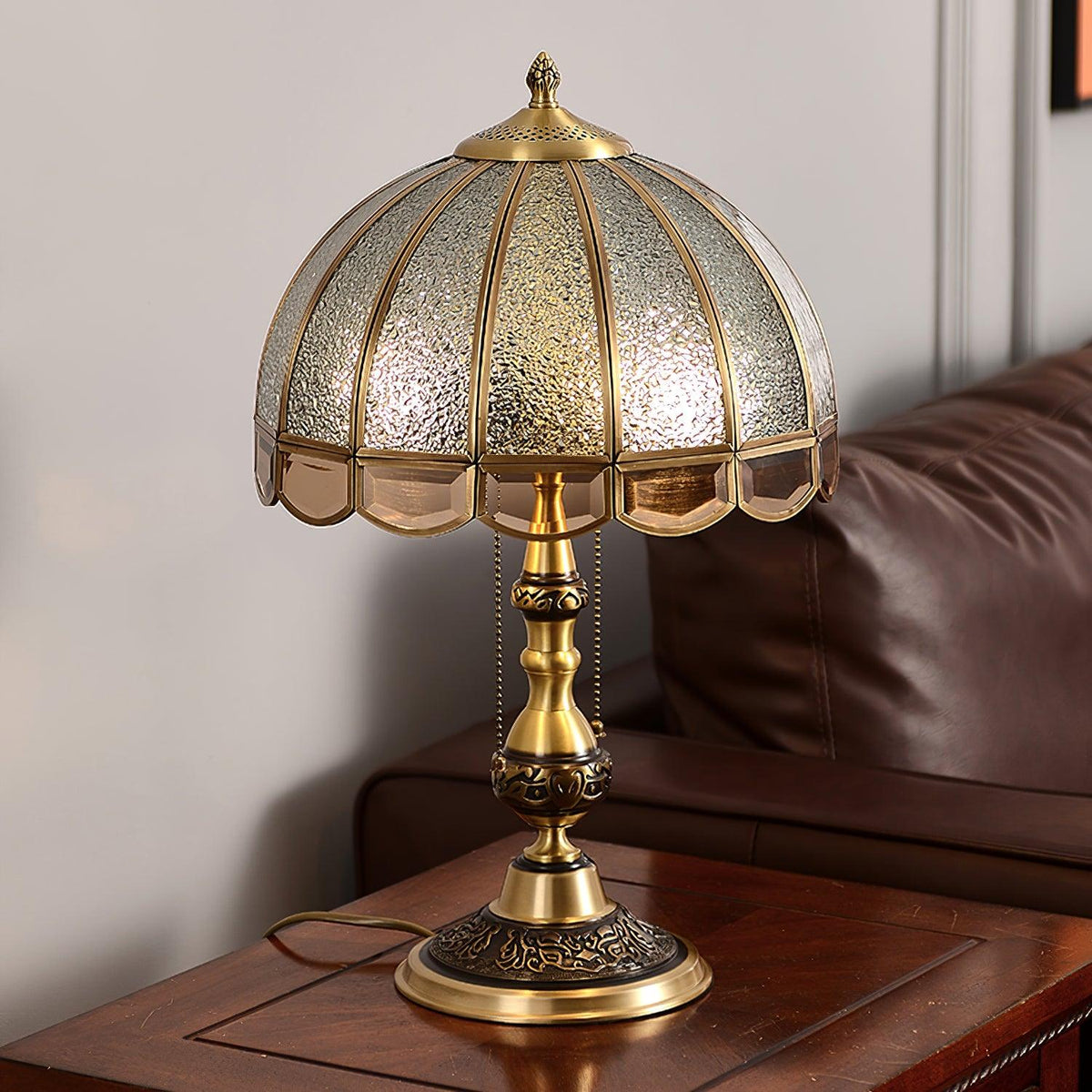 Brillix lámpara de mesa de vidrio y latón Glam