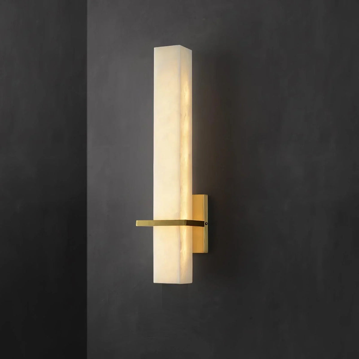 Eiriaya aplique de pared blanco alabastro latón moderno cuboide