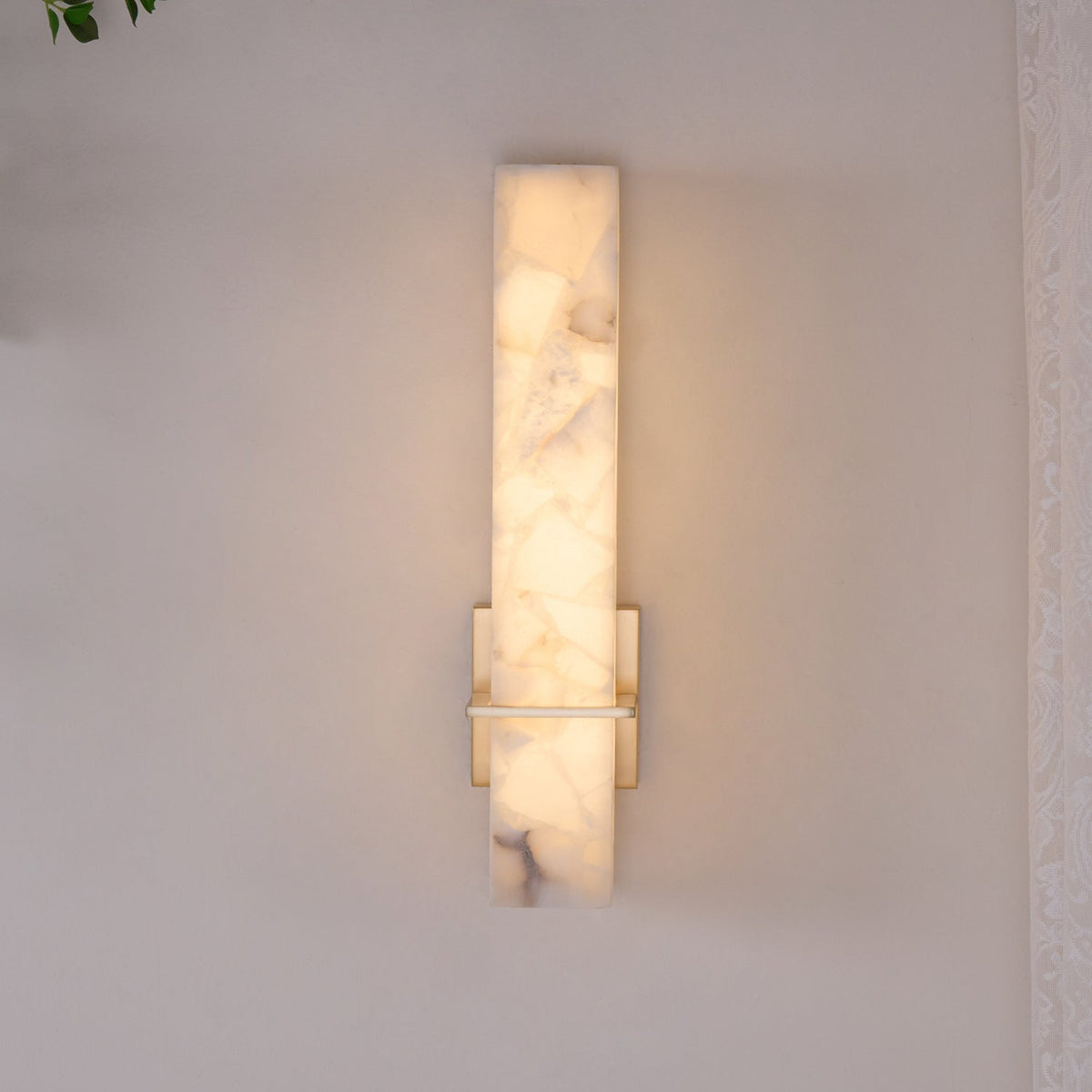 Ritta  Wall Lamp   White Alabaster Brass  Modern Cuboid