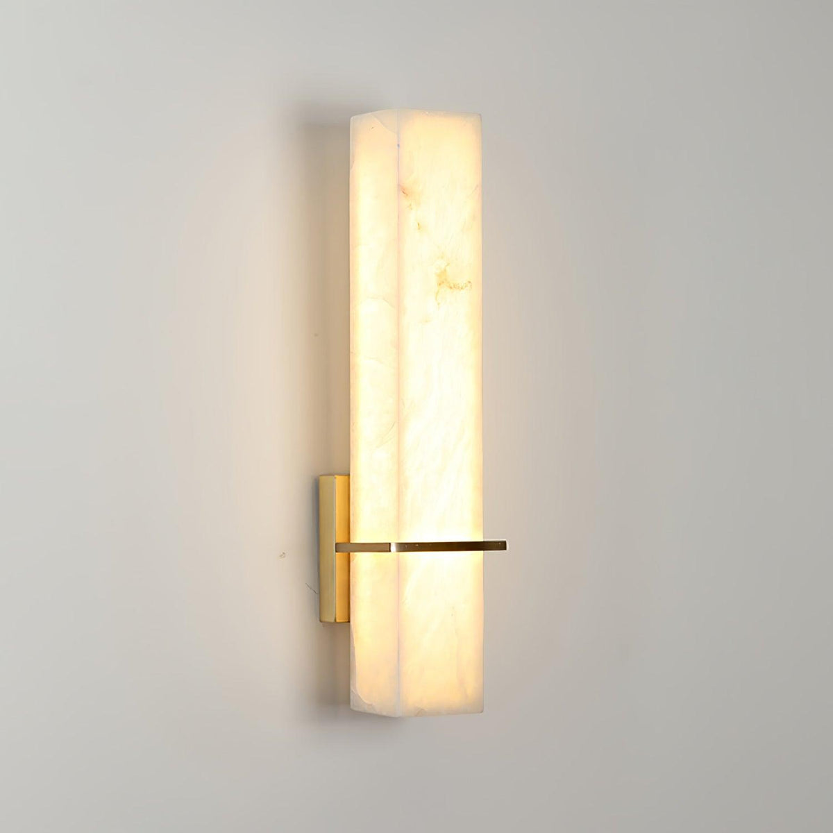 Ritta  Wall Lamp   White Alabaster Brass  Modern Cuboid