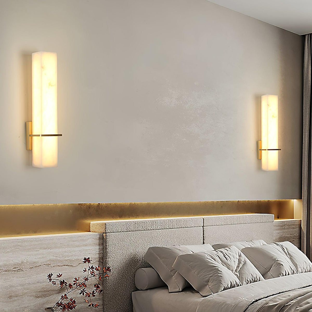 Eiriaya aplique de pared blanco alabastro latón moderno cuboide