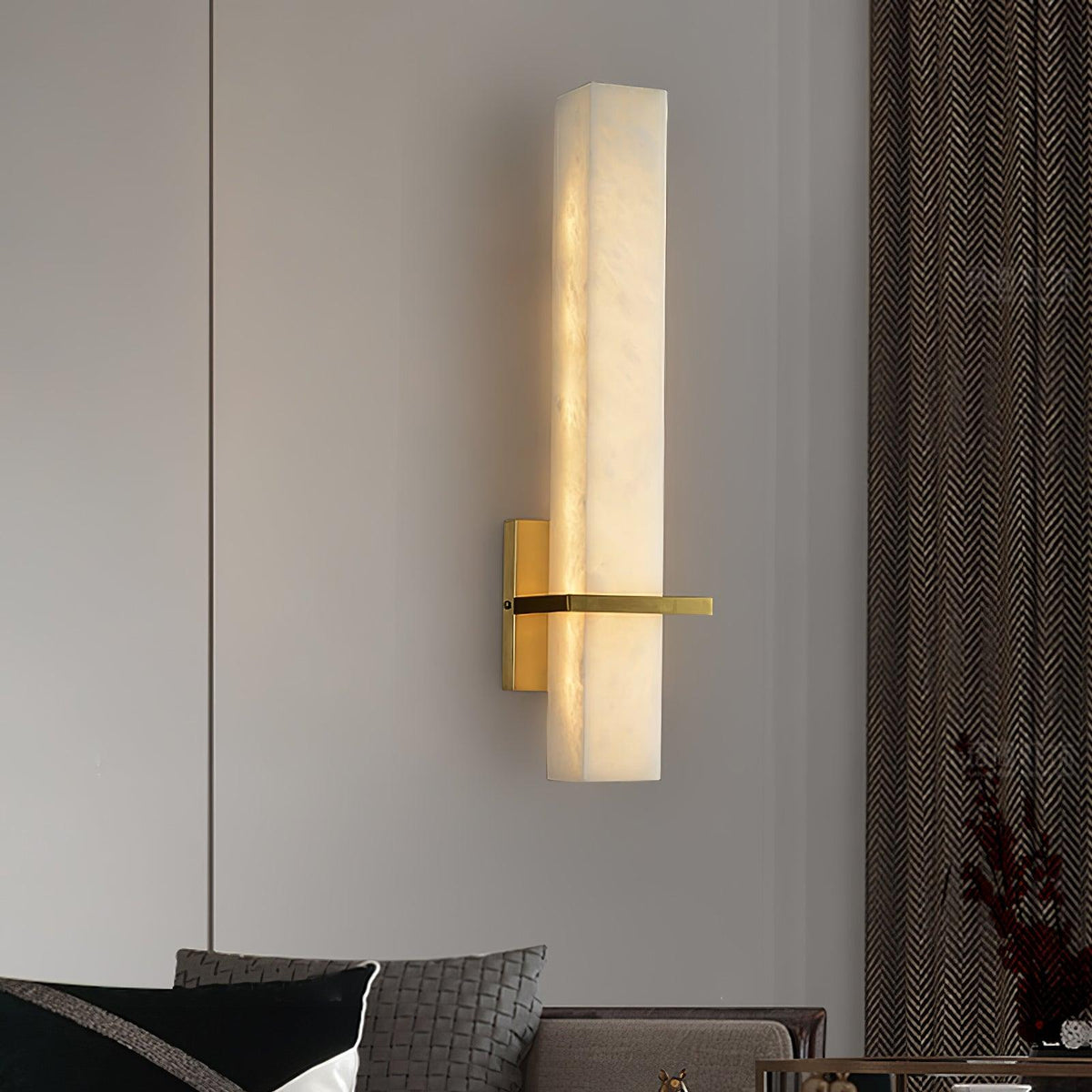 Eiriaya aplique de pared blanco alabastro latón moderno cuboide
