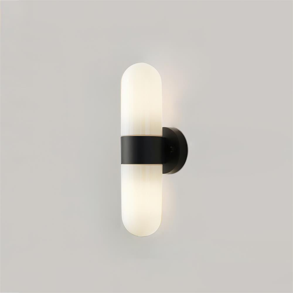 Aplique de pared de metal y vidrio moderno minimalista vertical para dormitorio