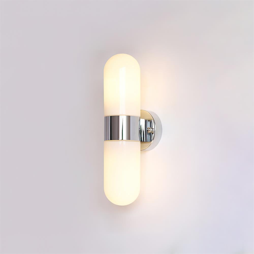 Aplique de pared de metal y vidrio moderno minimalista vertical para dormitorio