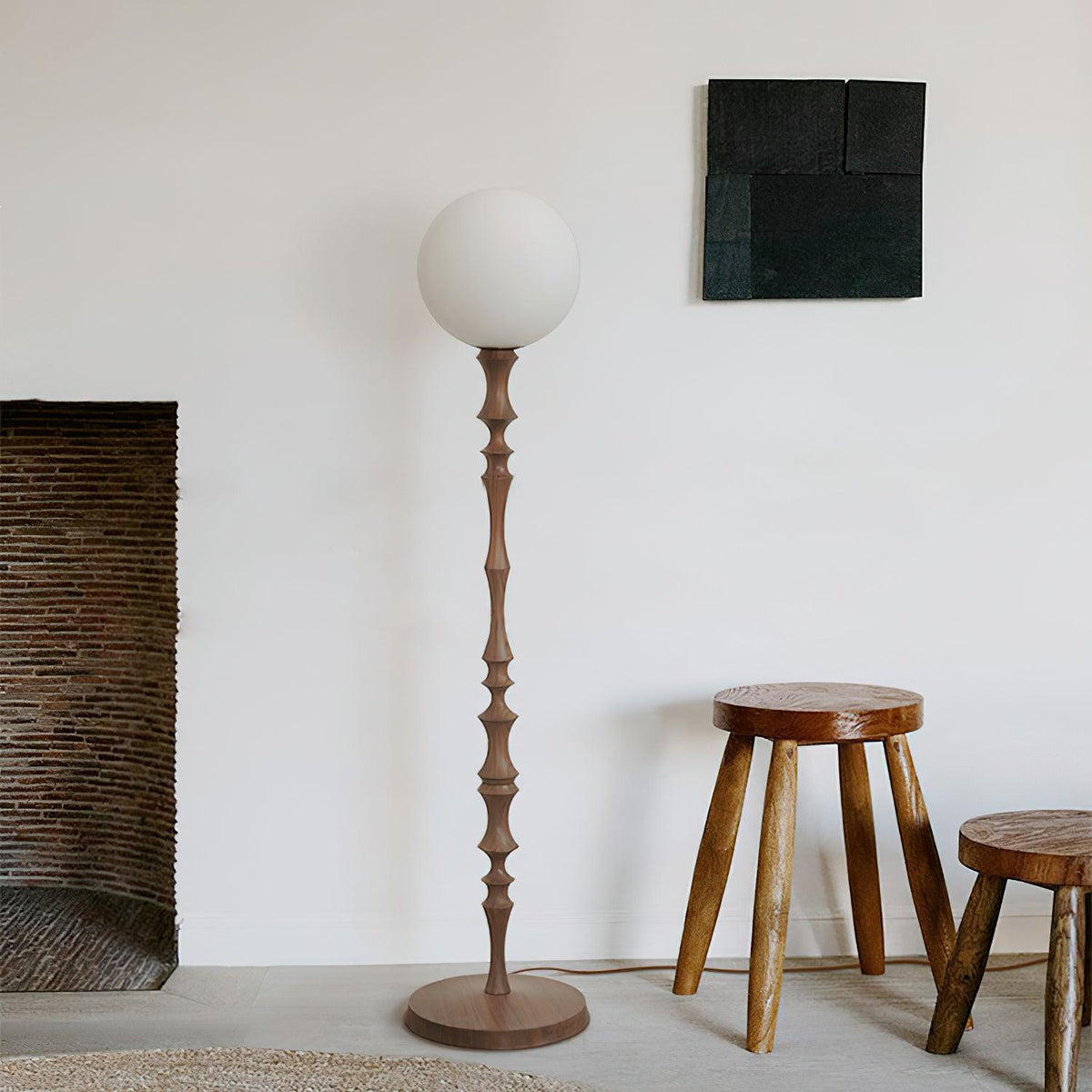 Vilten lámpara de pie elegante de madera