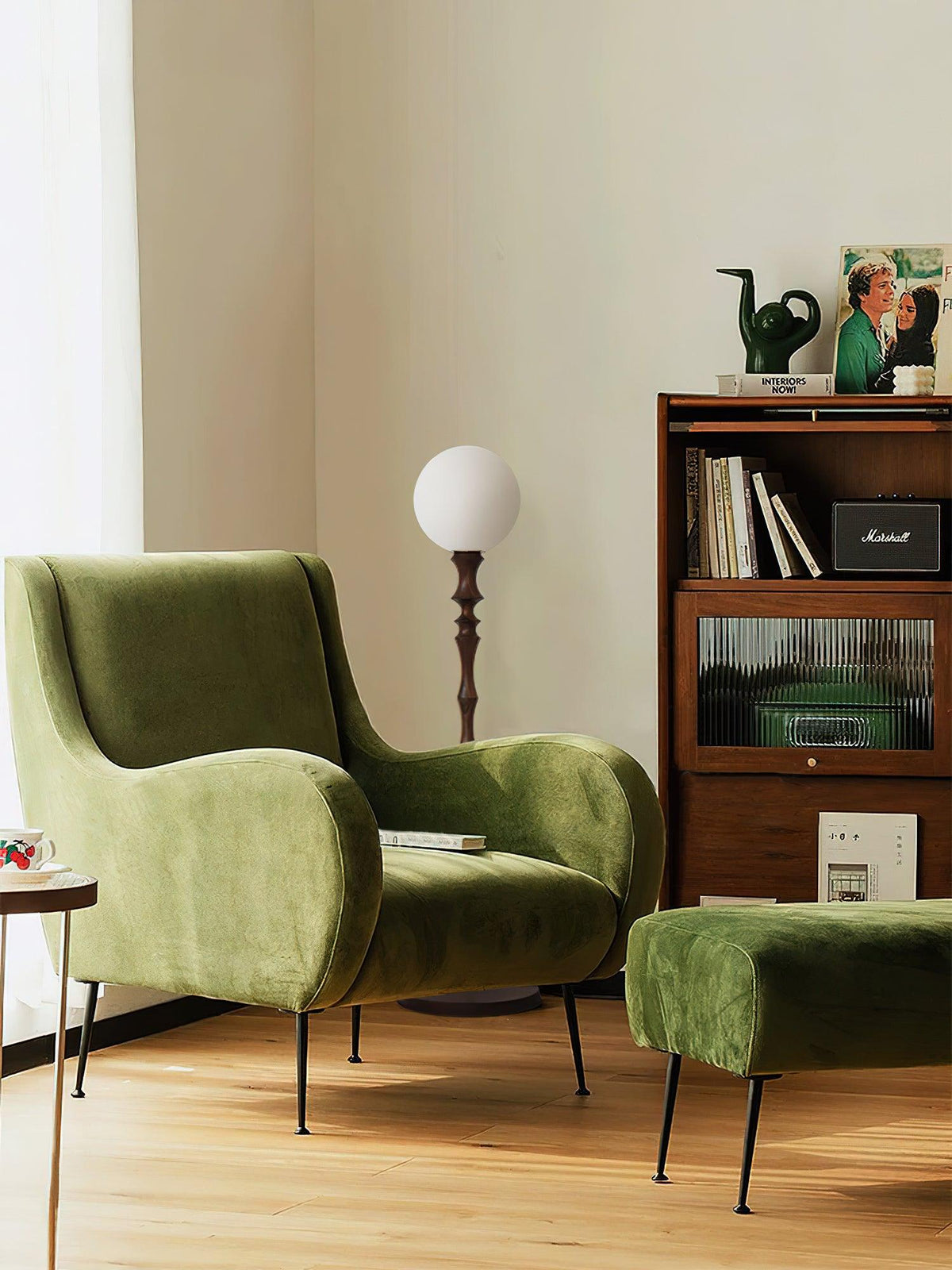 Vilten lámpara de pie elegante de madera