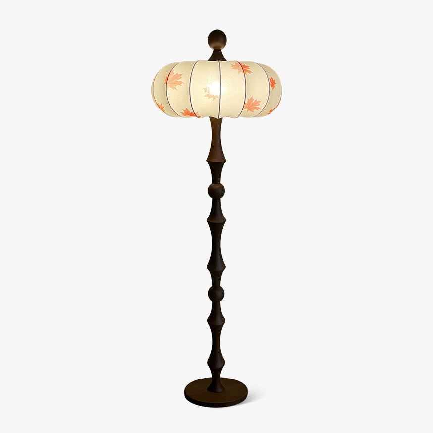 Whispen lámpara de pie de madera y tejido vintage