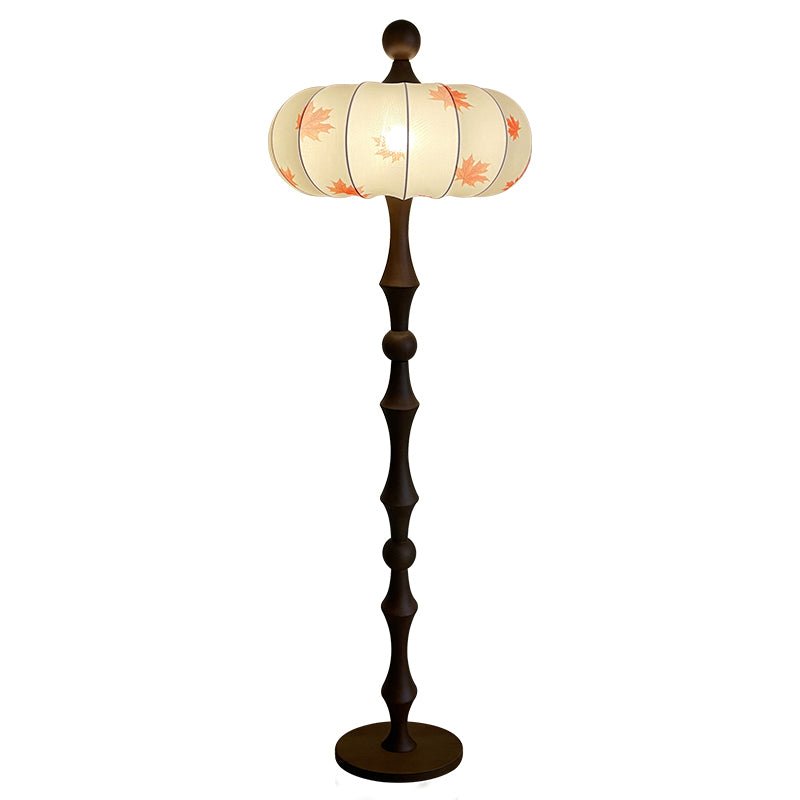 Whispen lámpara de pie de madera y tejido vintage