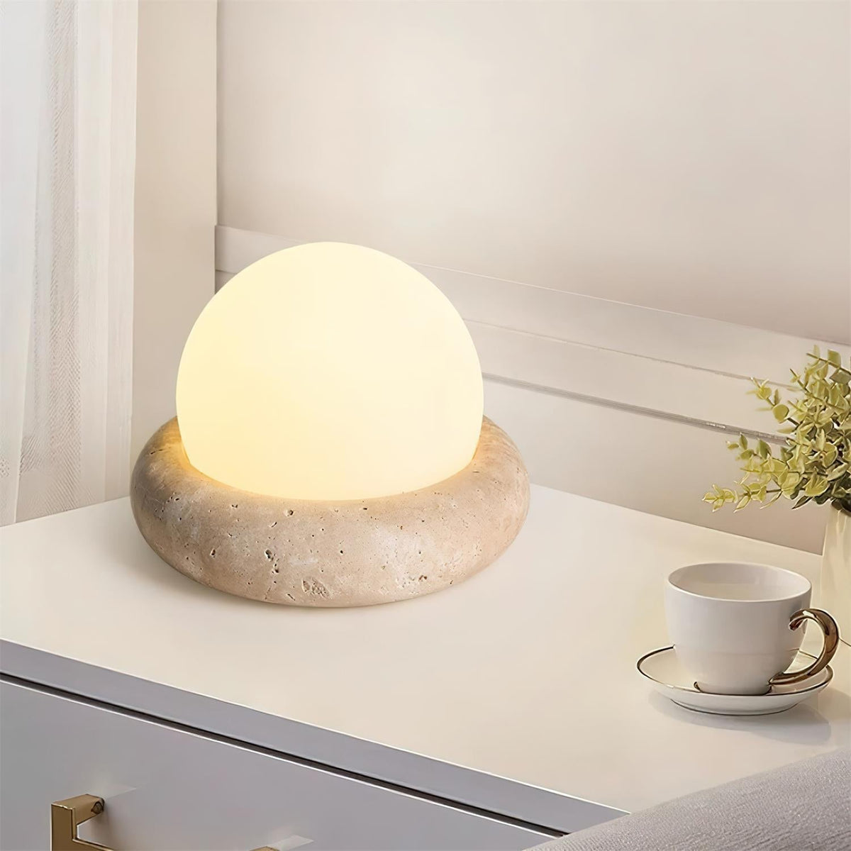Caliror lámpara de mesa con esfera de travertino