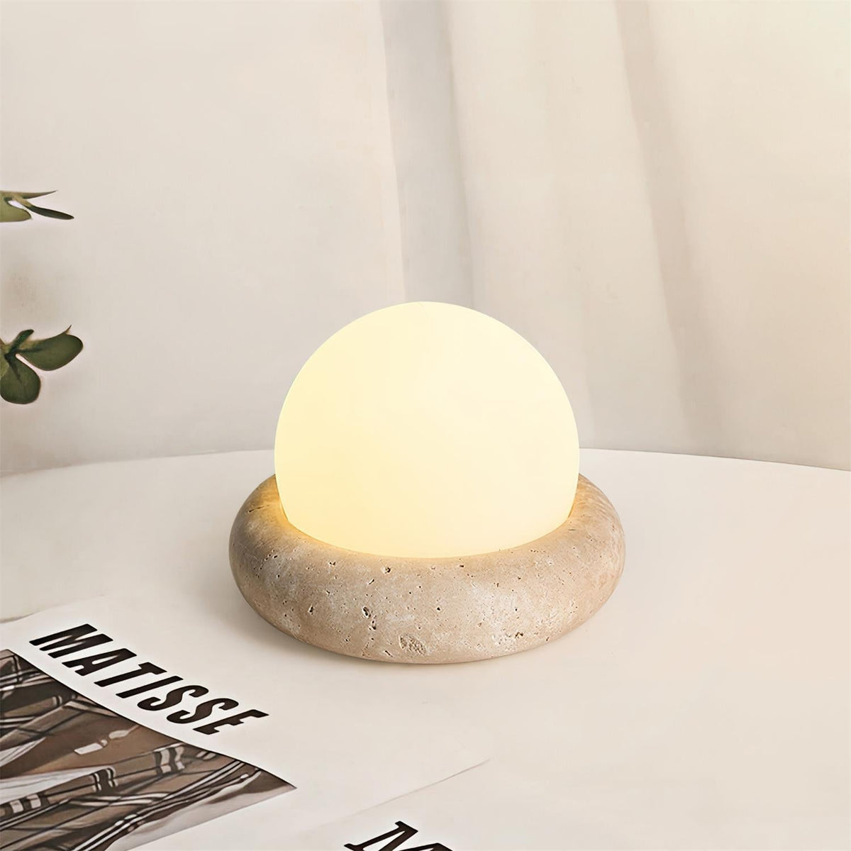 Caliror lámpara de mesa con esfera de travertino