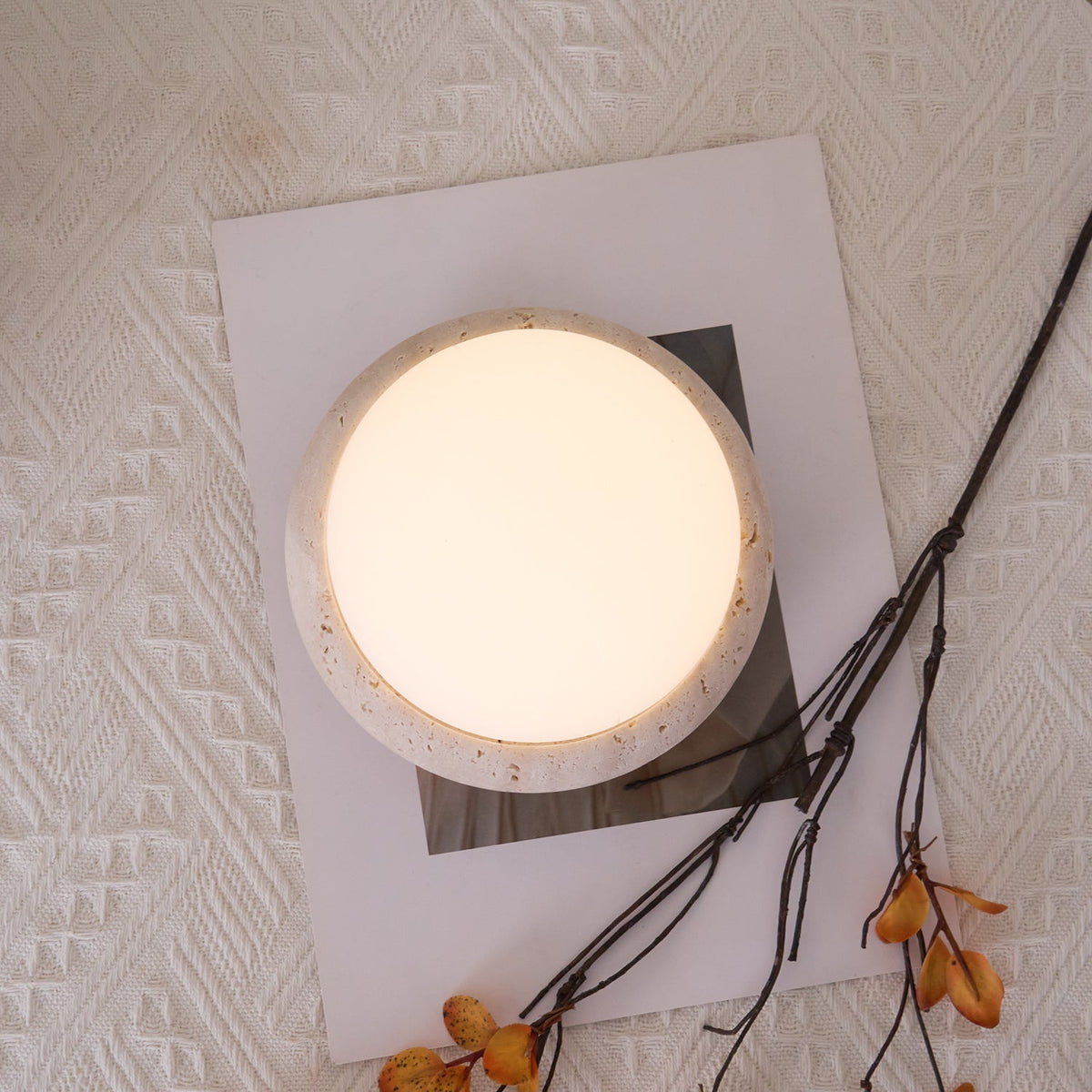 Caliror lámpara de mesa con esfera de travertino