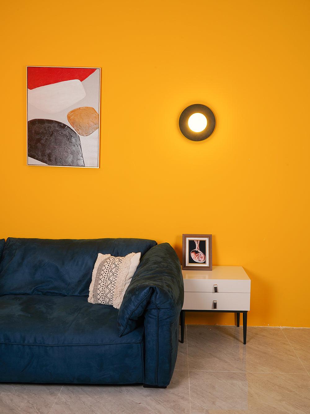 Elem aplique de pared moderno minimalista redondo de arte en latón y vidrio