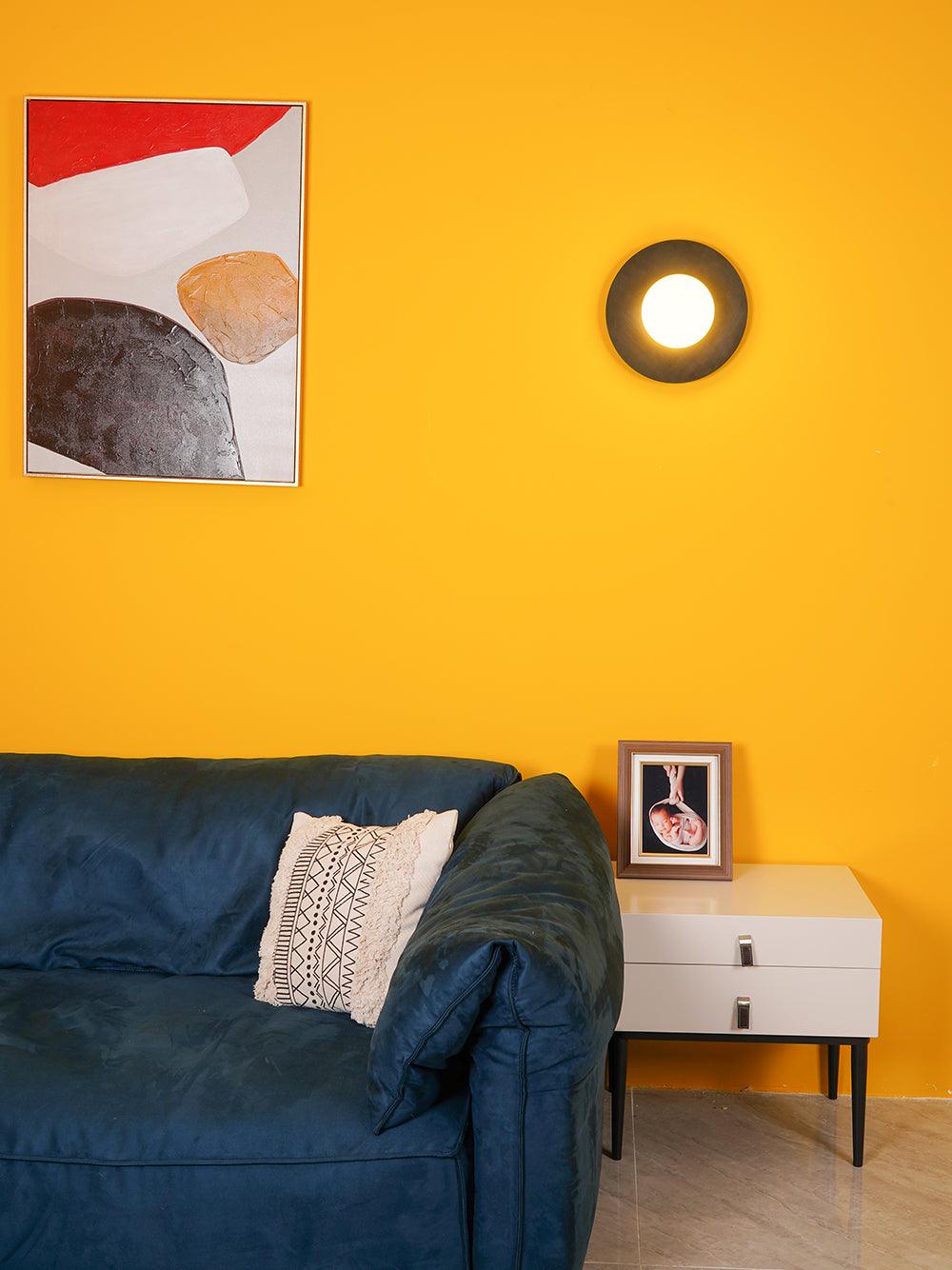 Elem aplique de pared moderno minimalista redondo de arte en latón y vidrio