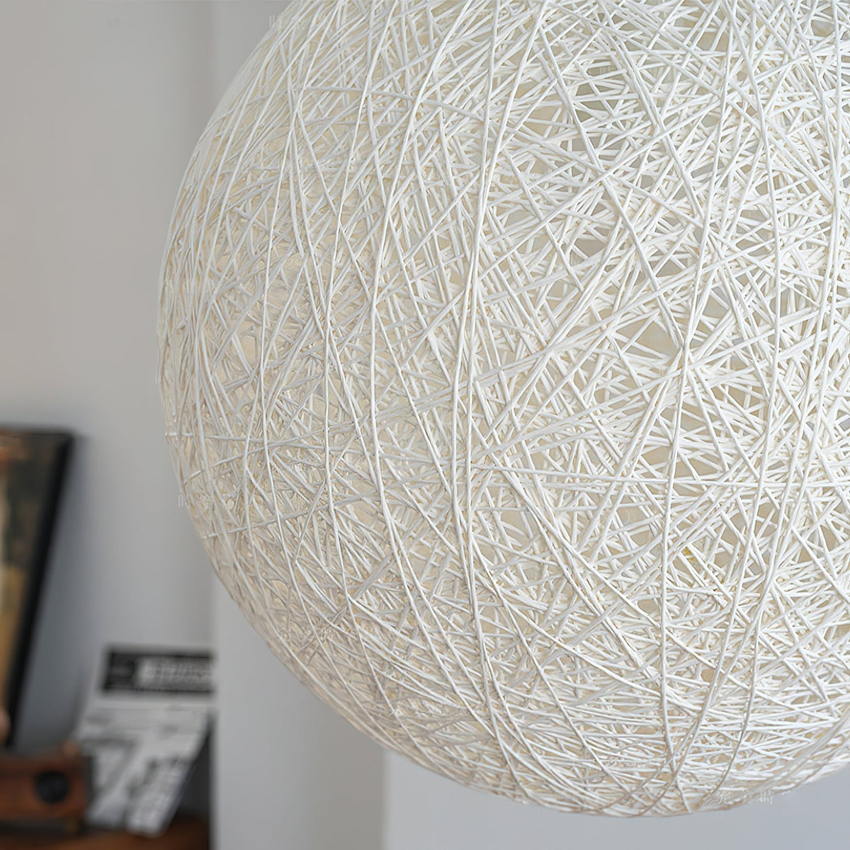 Rovira lámpara colgante esfera de cáñamo ratán bohemio