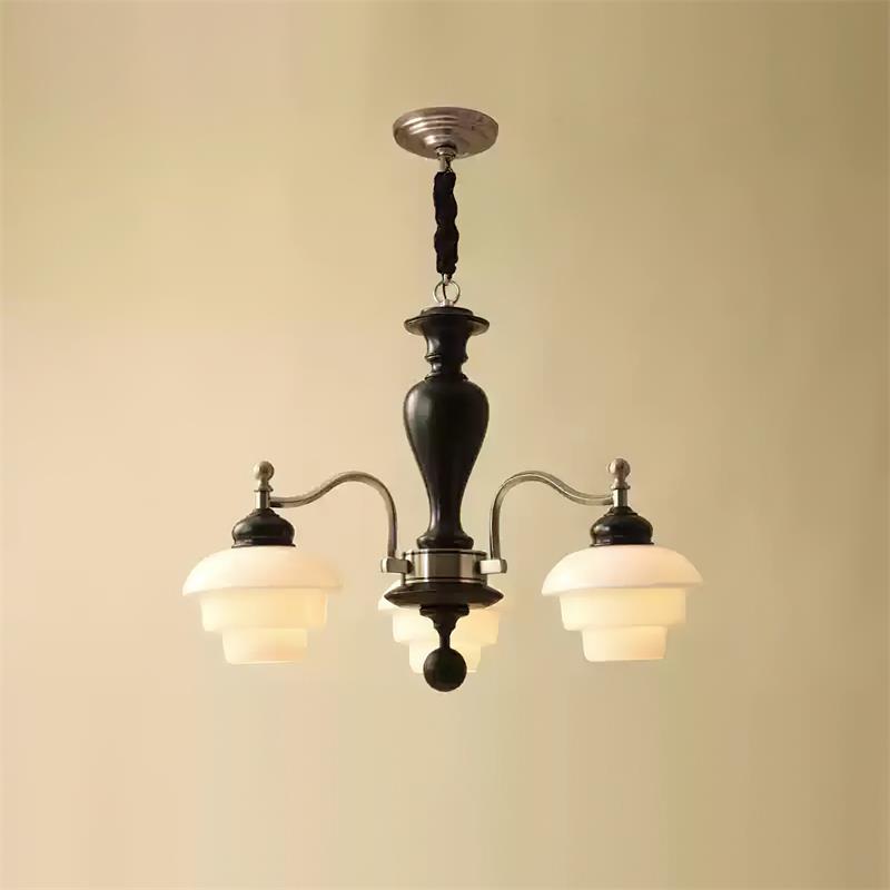 Elviora lámpara de araña de madera y vidrio estilo mid-century