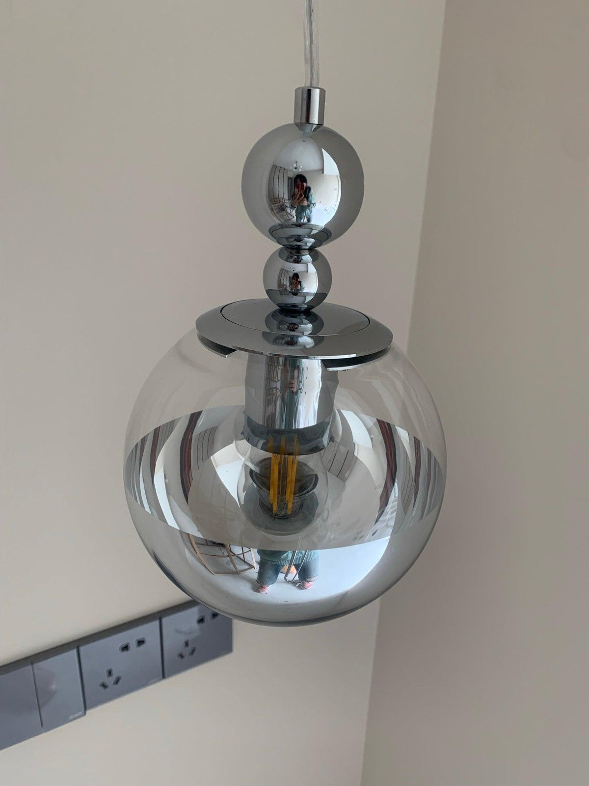 Zanorir lámpara colgante moderna minimalista de vidrio con efecto bola de espejo