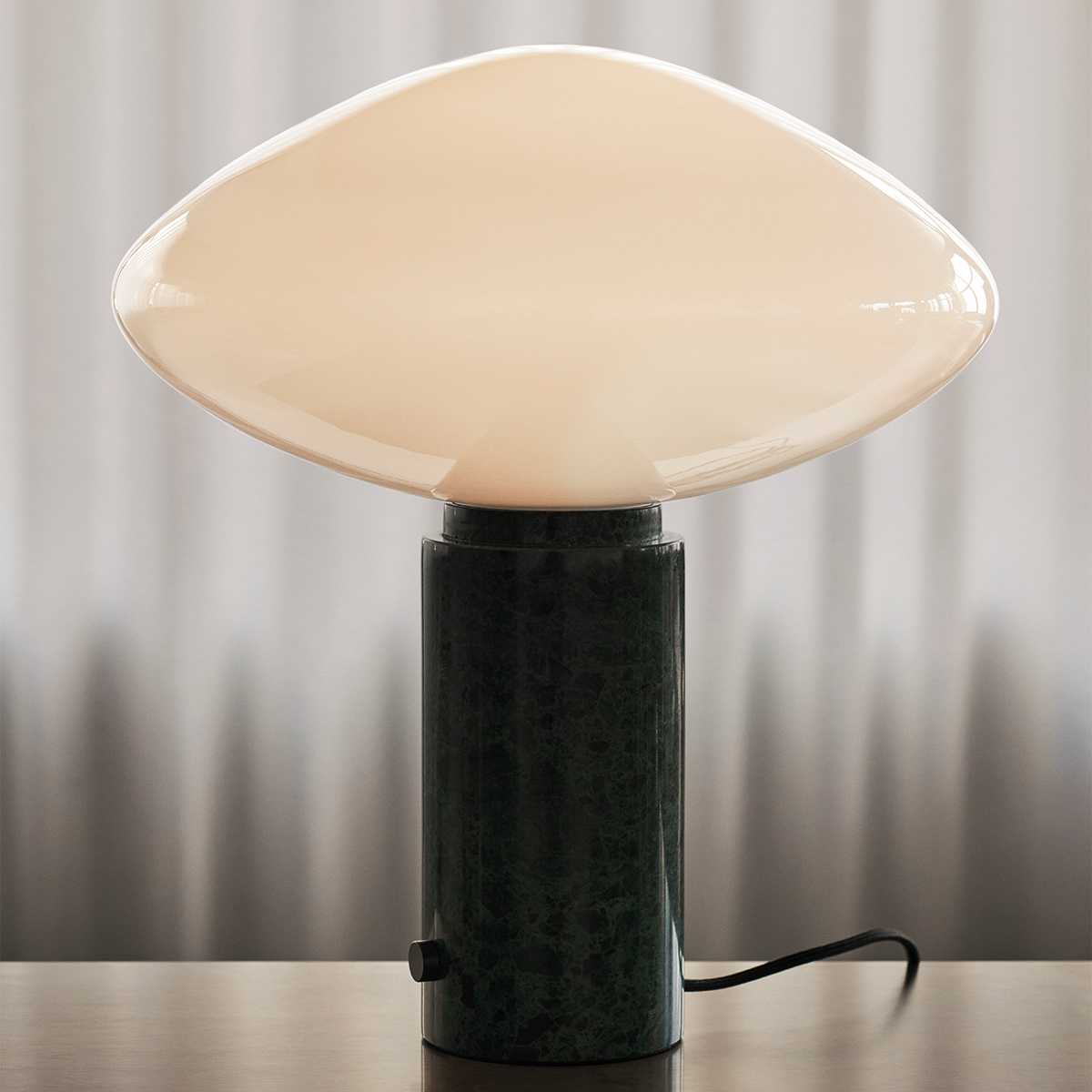 Lioralira lámpara de mesa con pantalla de vidrio y base de mármol verde