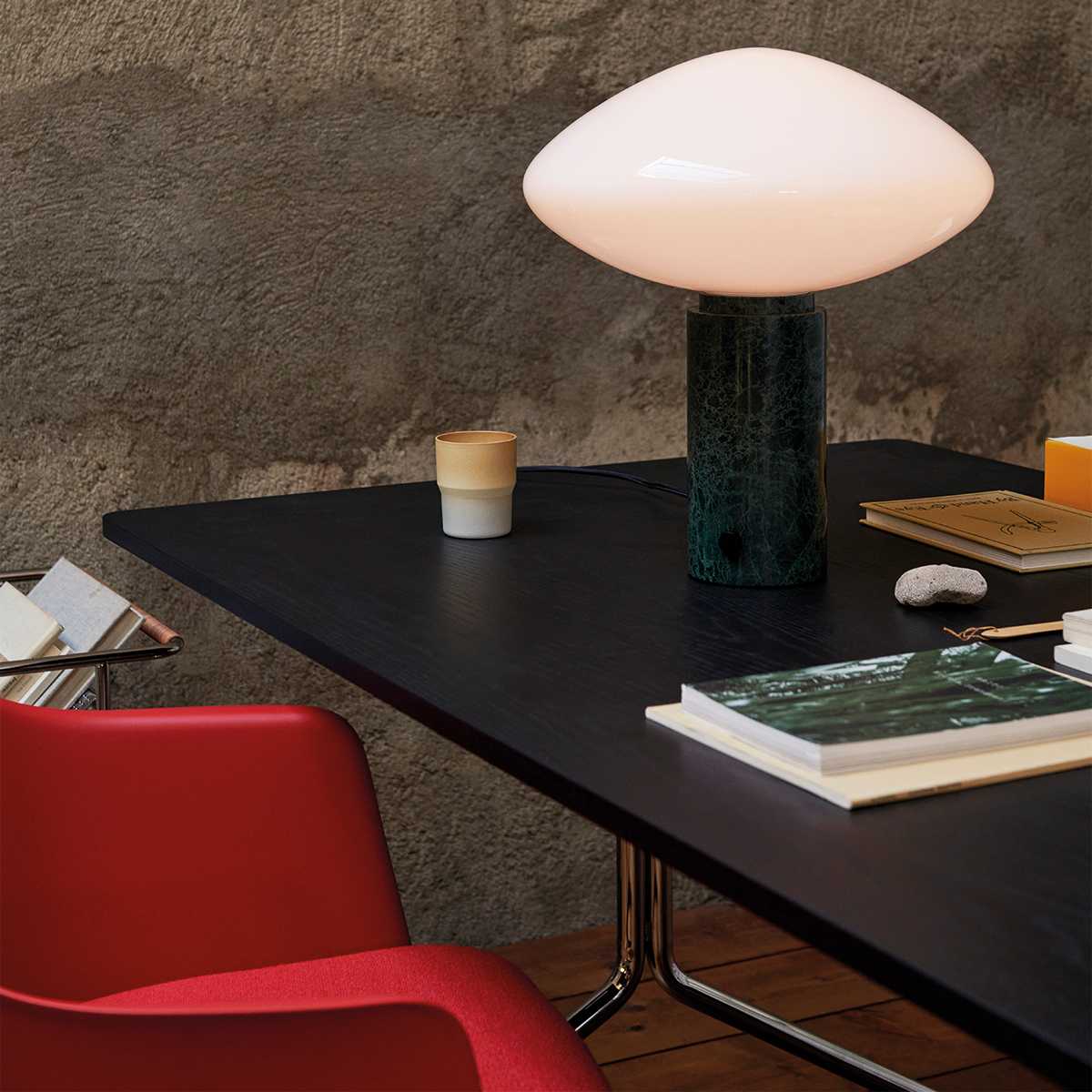Lioralira lámpara de mesa con pantalla de vidrio y base de mármol verde