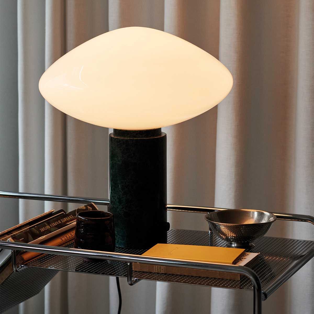 Lioralira lámpara de mesa con pantalla de vidrio y base de mármol verde
