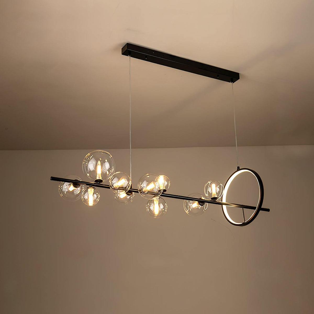 Edvane lámpara de araña de vidrio en forma de burbuja nórdica negra LED