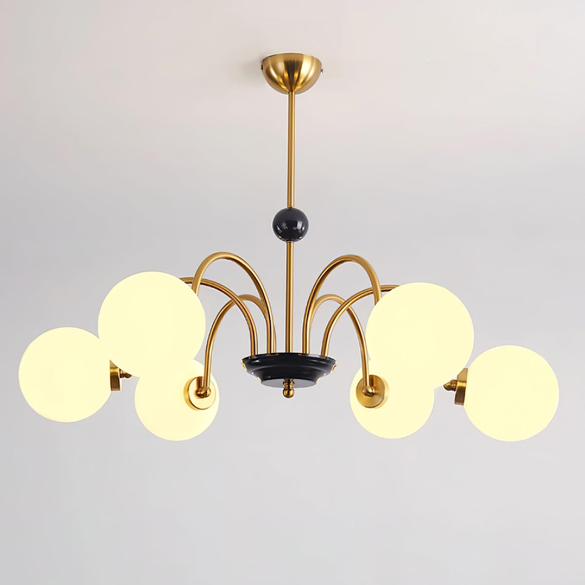 Lámpara de araña con brazos curvos y globos modernos estilo para comedor esfera