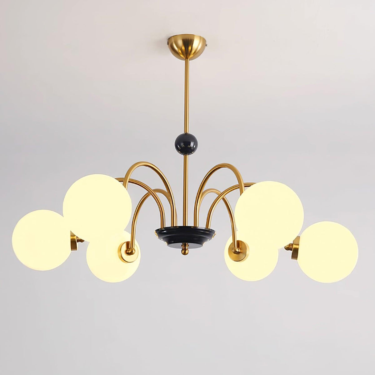 Lámpara de araña con brazos curvos y globos modernos estilo para comedor esfera