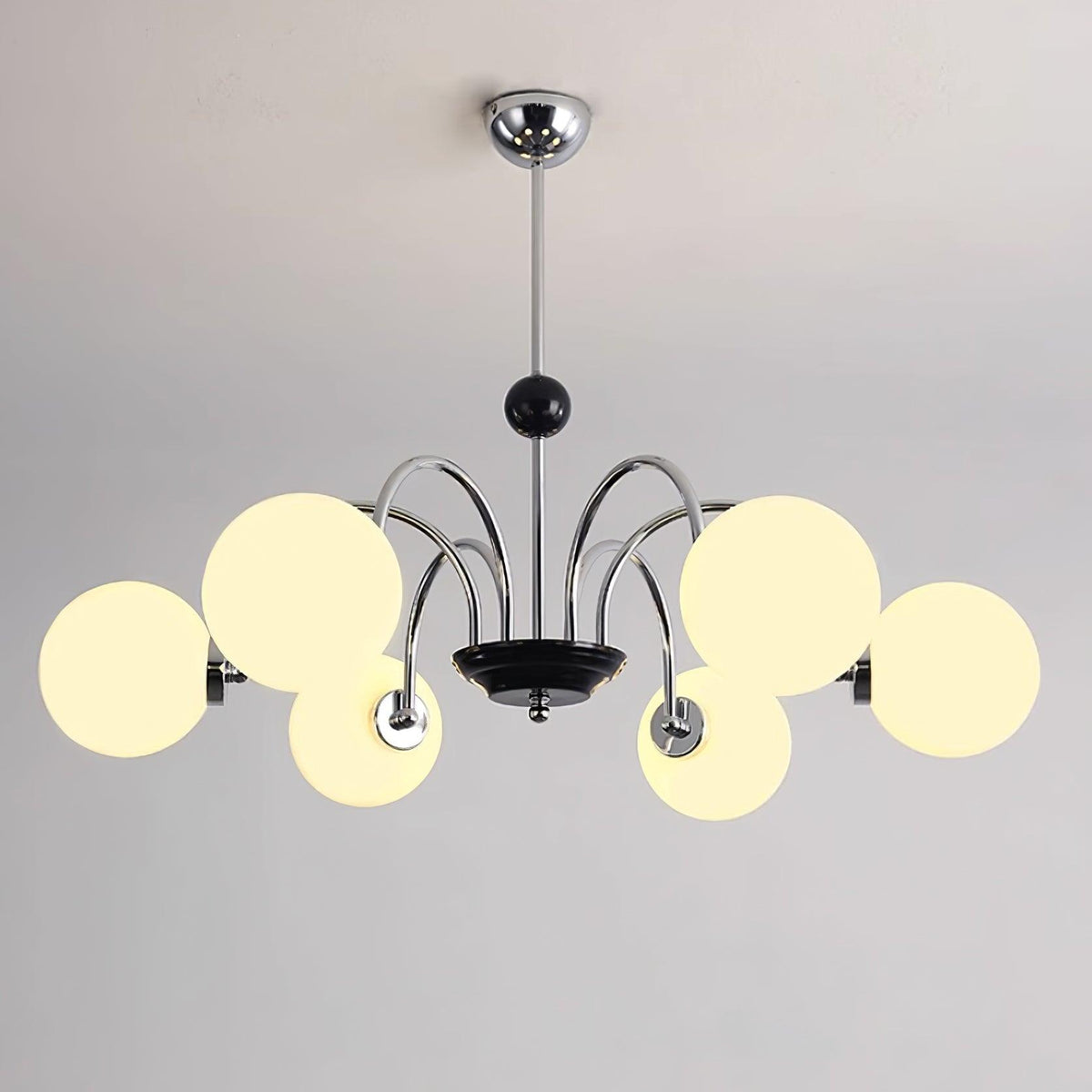 Lámpara de araña con brazos curvos y globos modernos estilo para comedor esfera