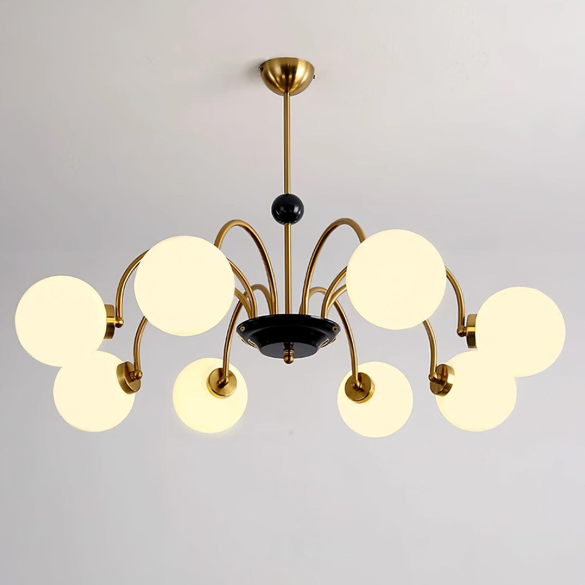 Lámpara de araña con brazos curvos y globos modernos estilo para comedor esfera