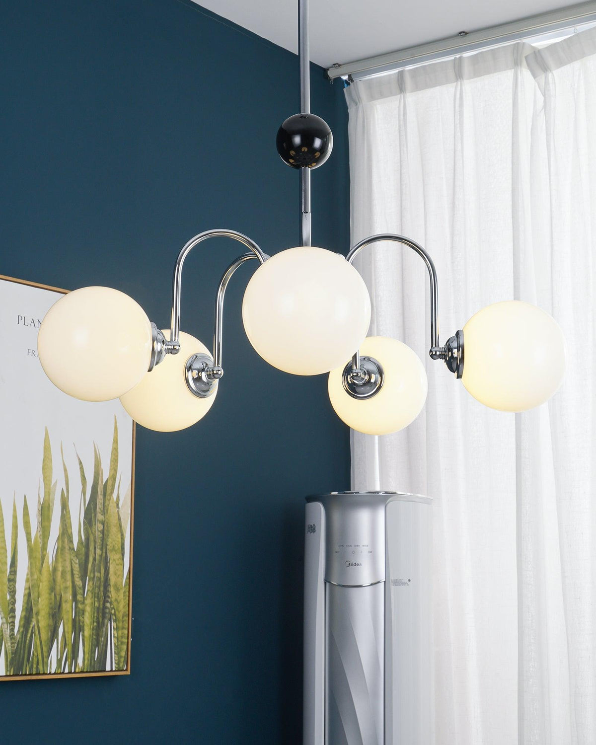 Lámpara de araña con brazos curvos y globos modernos estilo para comedor esfera