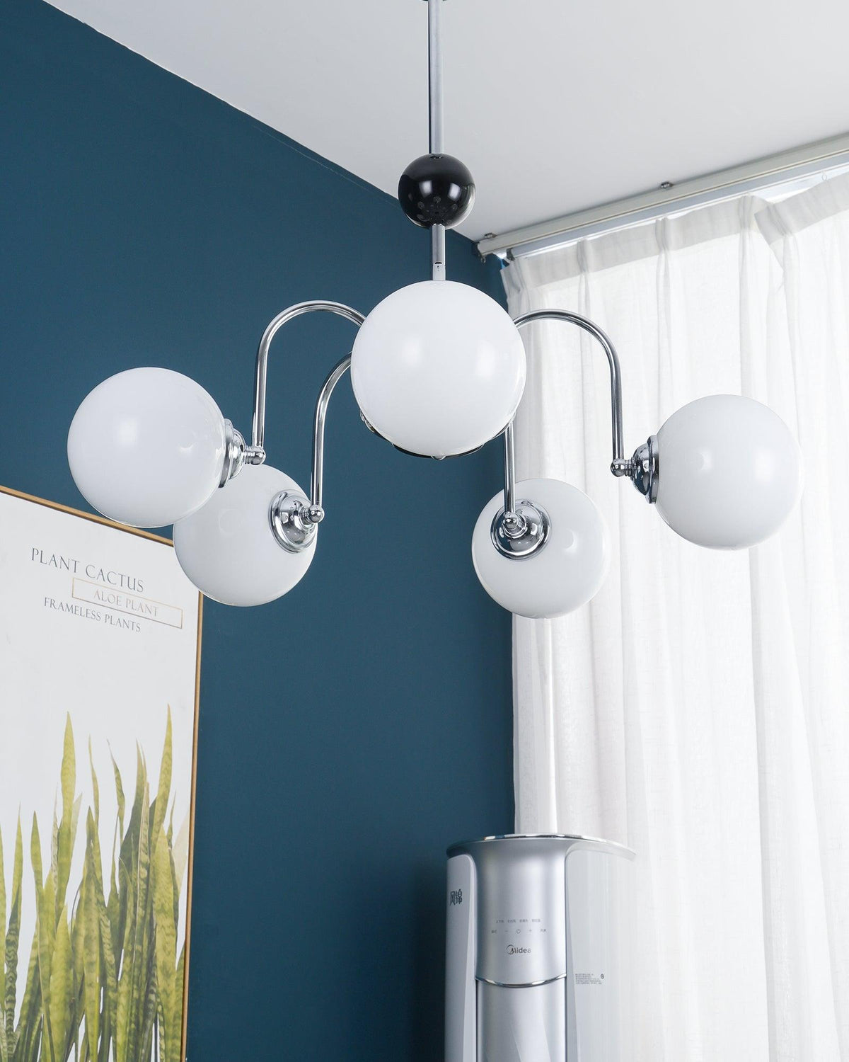 Lámpara de araña con brazos curvos y globos modernos estilo para comedor esfera