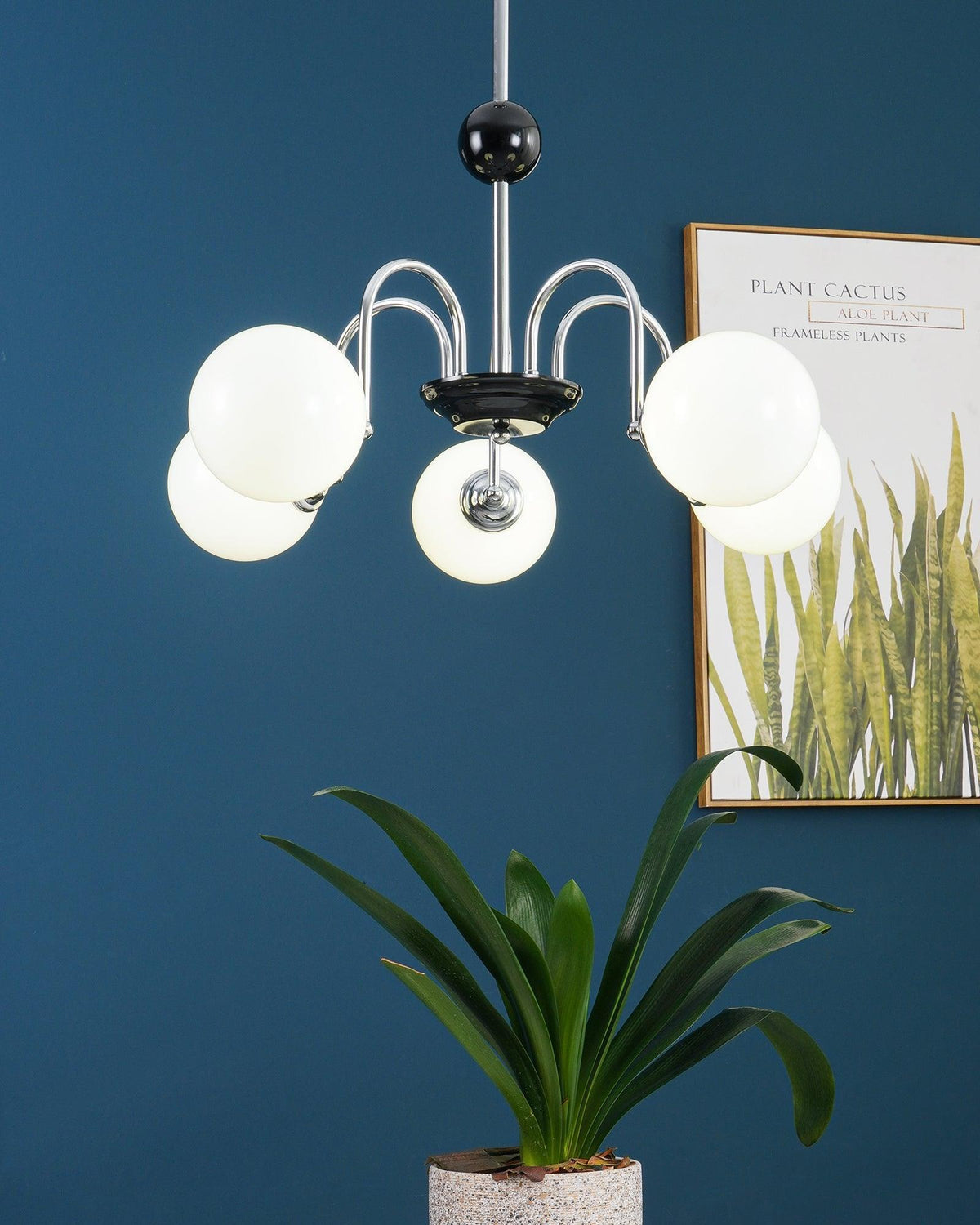 Lámpara de araña con brazos curvos y globos modernos estilo para comedor esfera