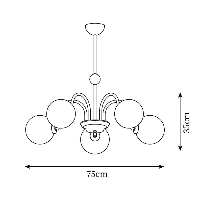 Lámpara de araña con brazos curvos y globos modernos estilo para comedor esfera