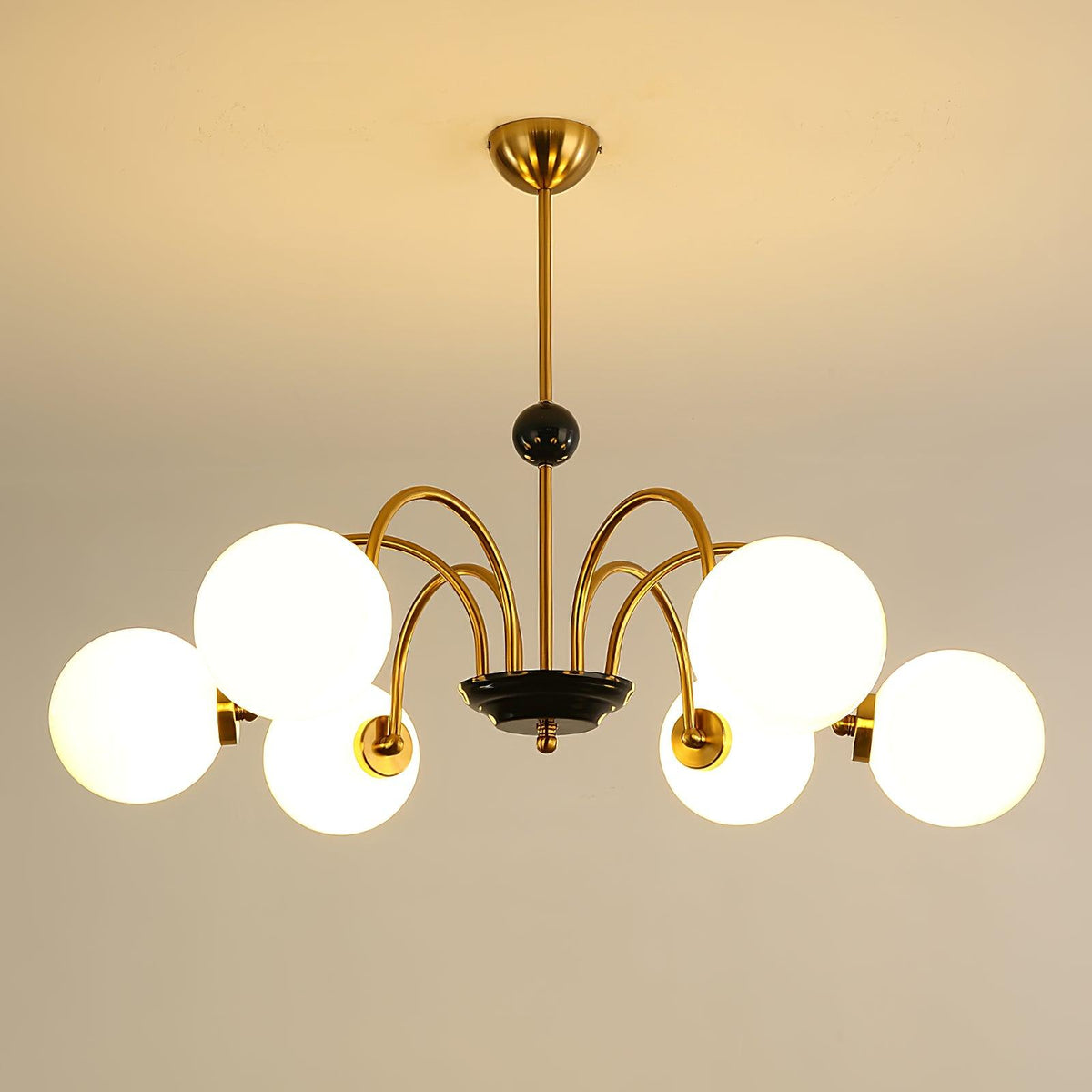 Lámpara de araña con brazos curvos y globos modernos estilo para comedor esfera