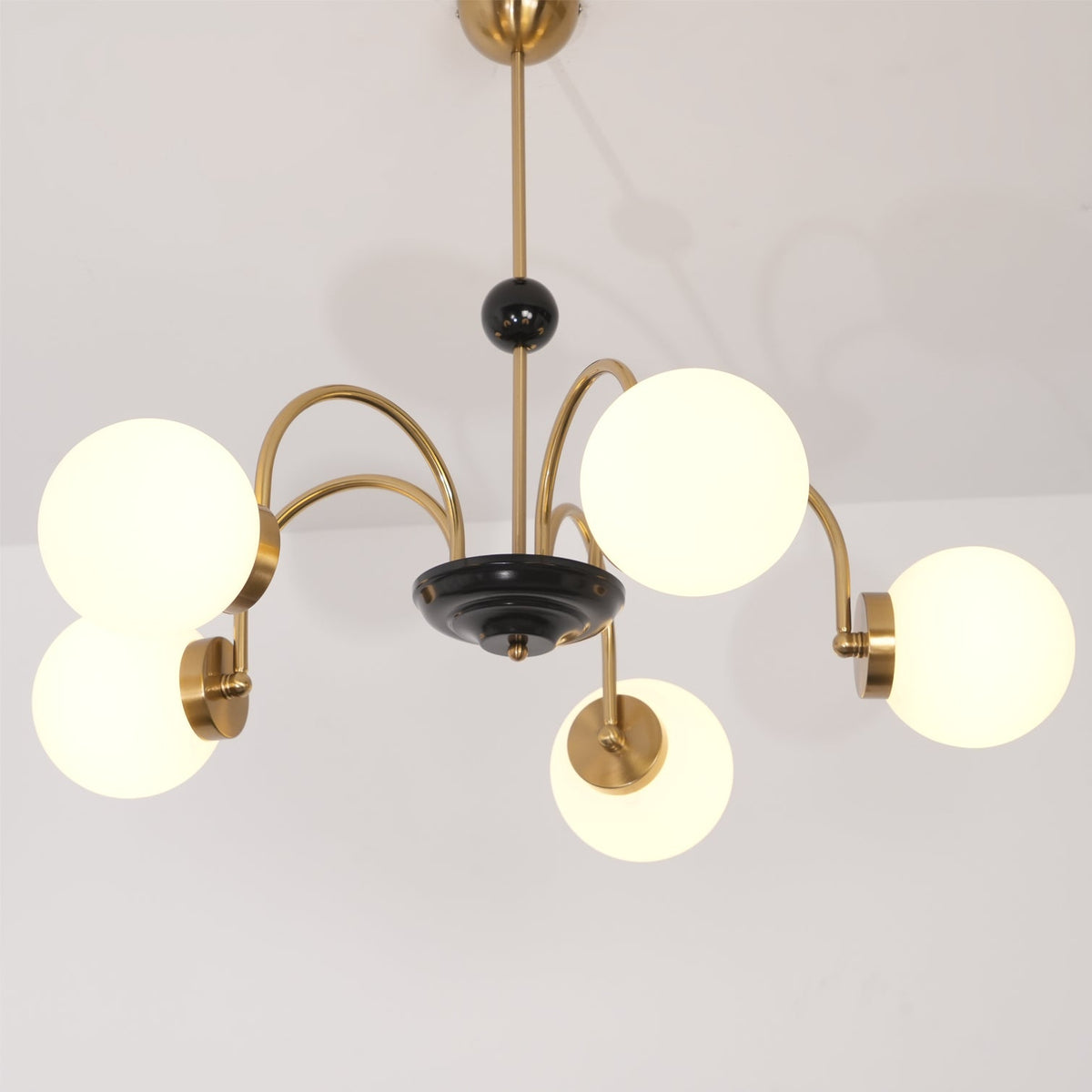 Lámpara de araña con brazos curvos y globos modernos estilo para comedor esfera