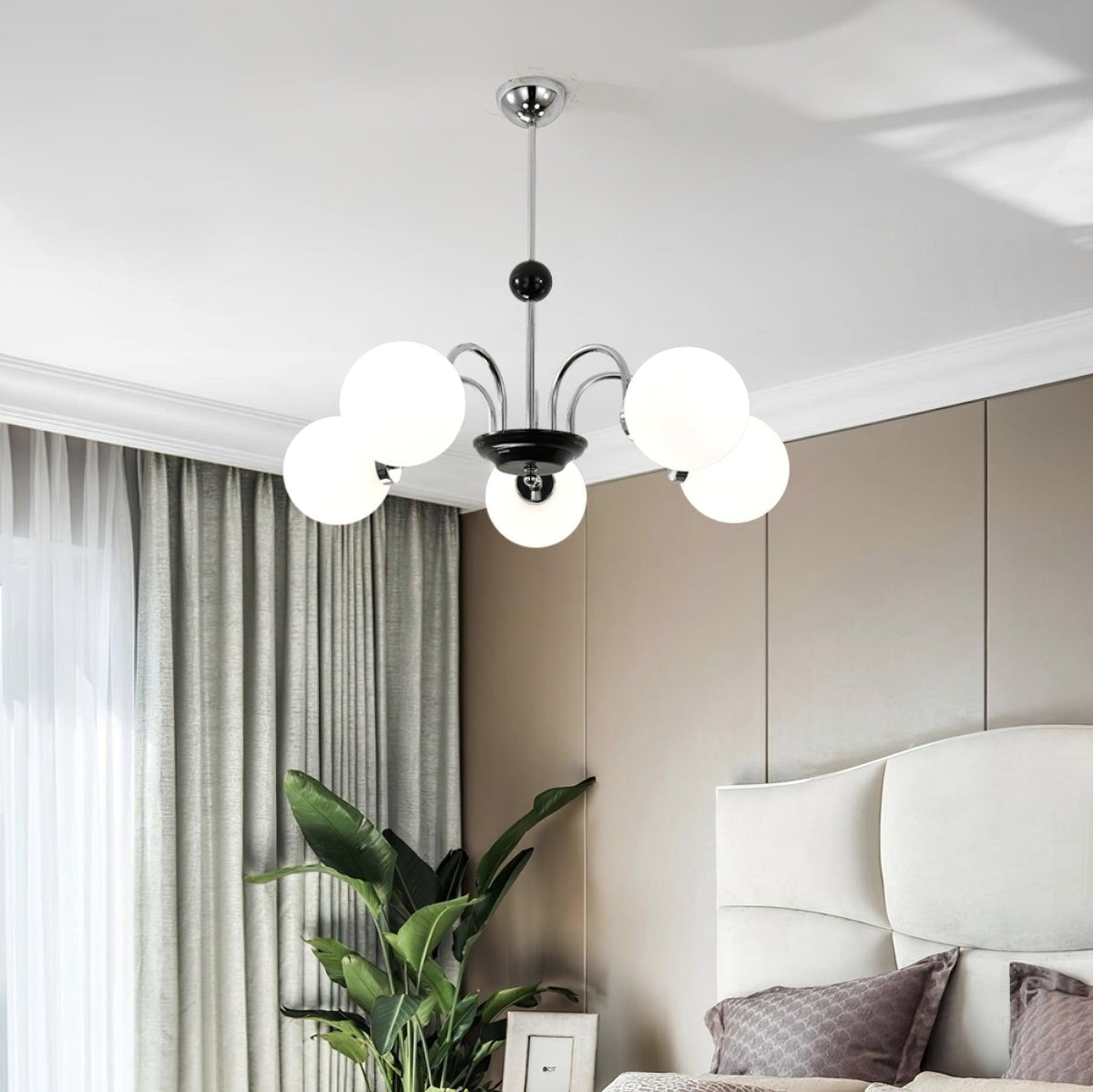 Lámpara de araña con brazos curvos y globos modernos estilo para comedor esfera