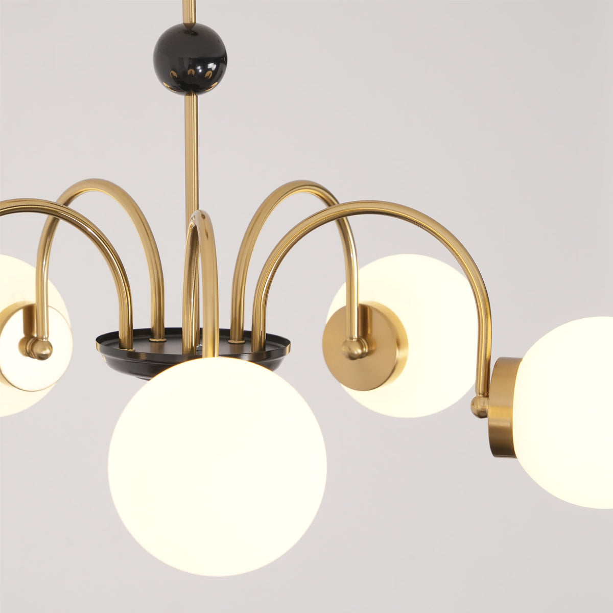Lámpara de araña con brazos curvos y globos modernos estilo para comedor esfera