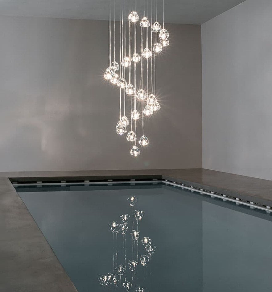 Gevlin lámpara colgante postmoderna de lujo con cristal y cerezo