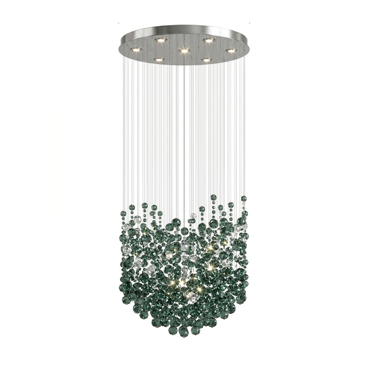 Rainfall lámpara de araña de cristal verde esmeralda transparente personalizable