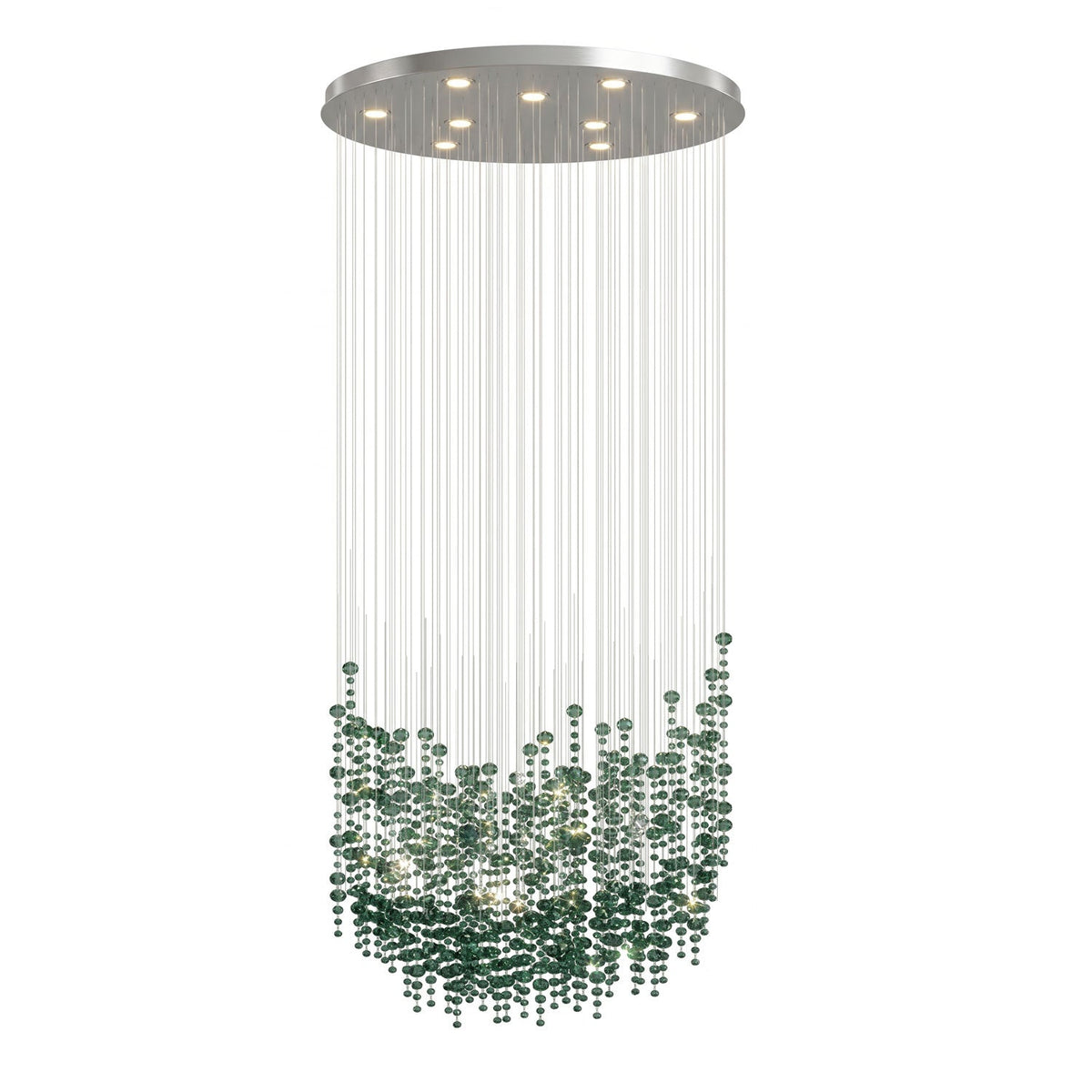 Rainfall lámpara de araña de cristal verde esmeralda transparente personalizable