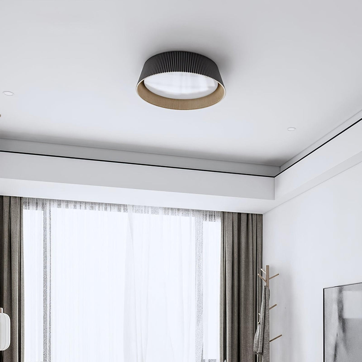 Rineia lámpara de techo tambor ribeteado madera elegante contemporáneo