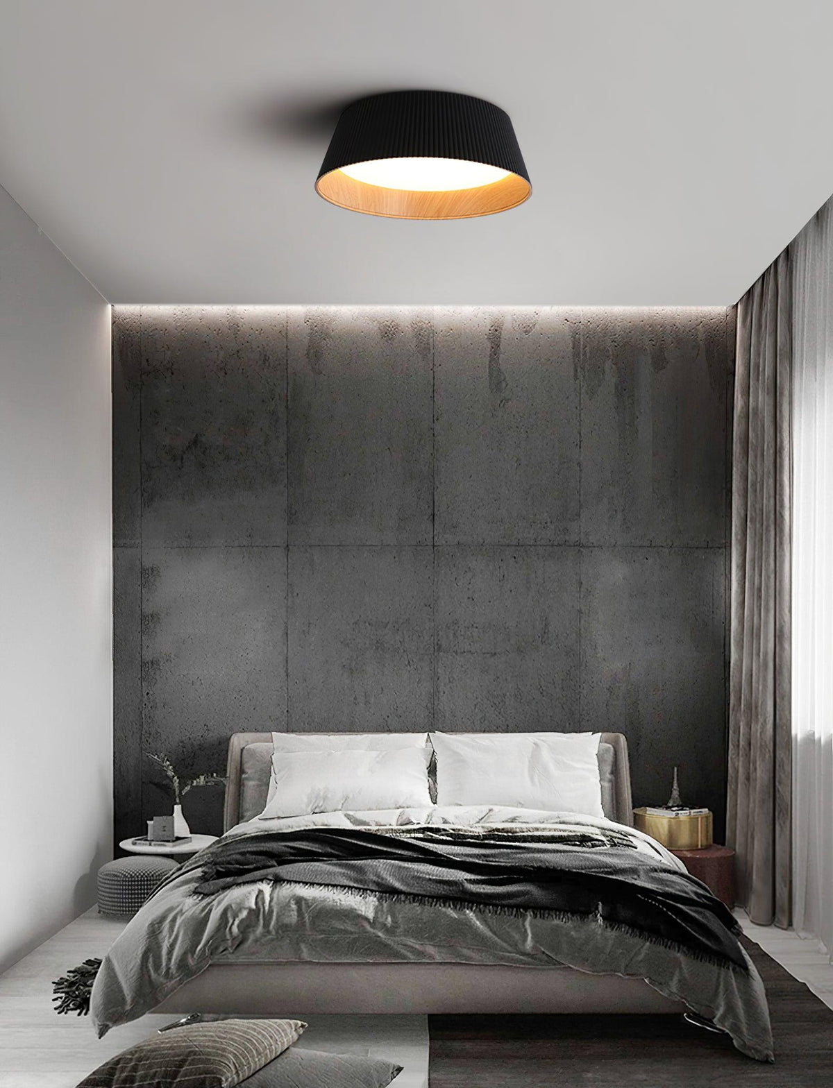 Rineia lámpara de techo tambor ribeteado madera elegante contemporáneo