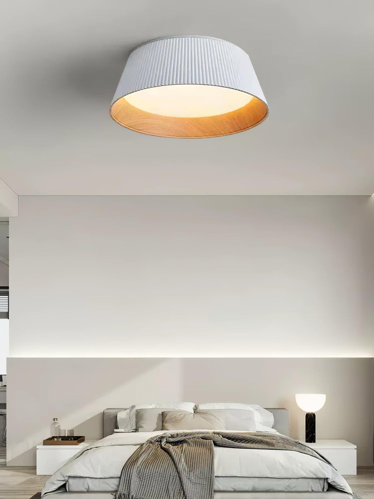 Rineia lámpara de techo tambor ribeteado madera elegante contemporáneo