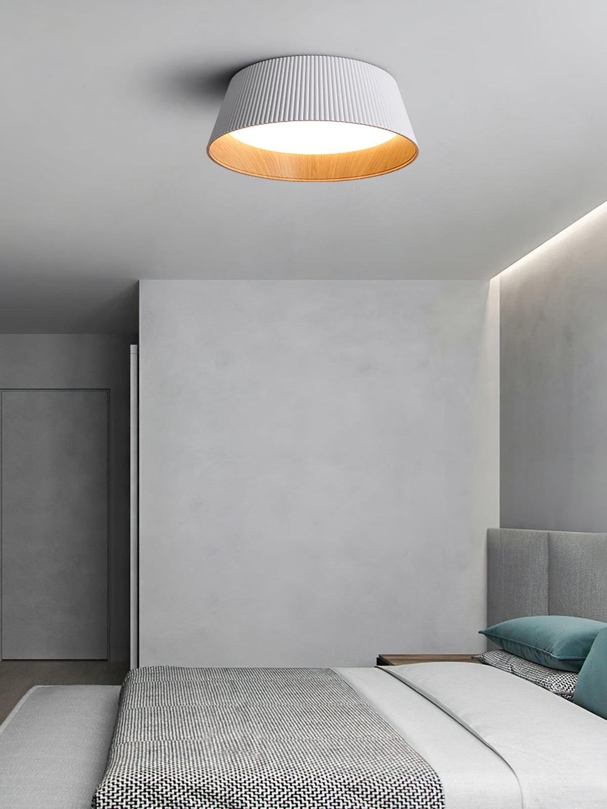 Rineia lámpara de techo tambor ribeteado madera elegante contemporáneo