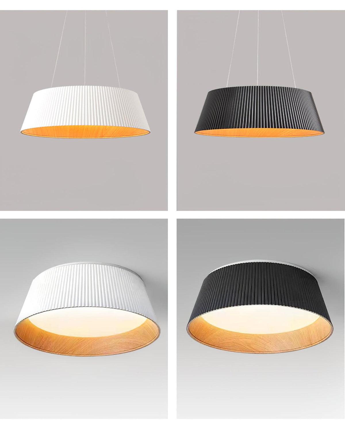 Rineia lámpara de techo tambor ribeteado madera elegante contemporáneo